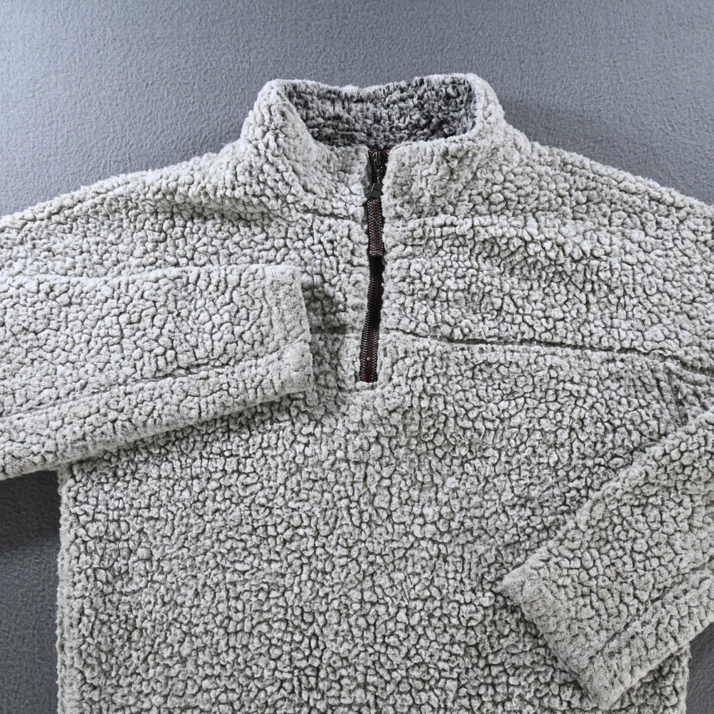 True Grit Mens Frosty Tipped Sherpa Fleece Quarter Zip Pullover XS Gray